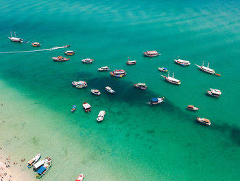 High angle view of people on beach