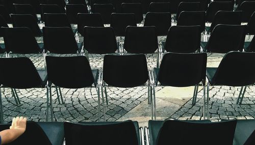 Empty chairs in row