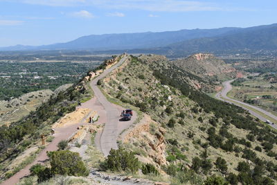 High angle view of road passing through landscape