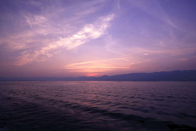 Twilight before sunset on the lake.