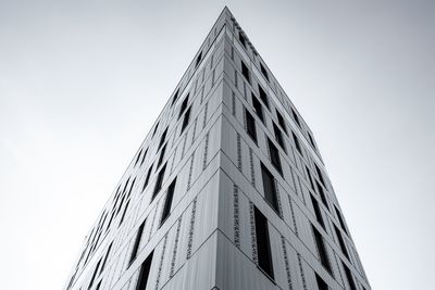 Low angle view of modern building against clear sky