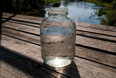 Close-up of water on table