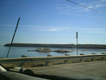 View of road against blue sky