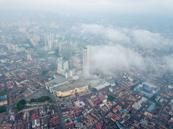 High angle view of buildings in city