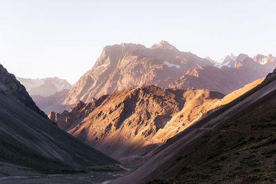 Scenic view of mountains against clear sky