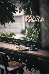 Breakfast on table at cafe