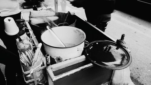 High angle view of food on table