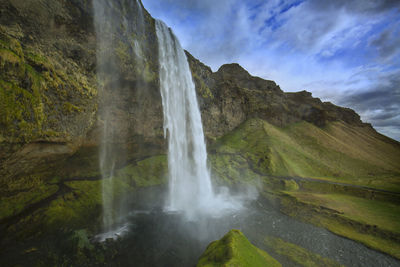 Scenic view of waterfall