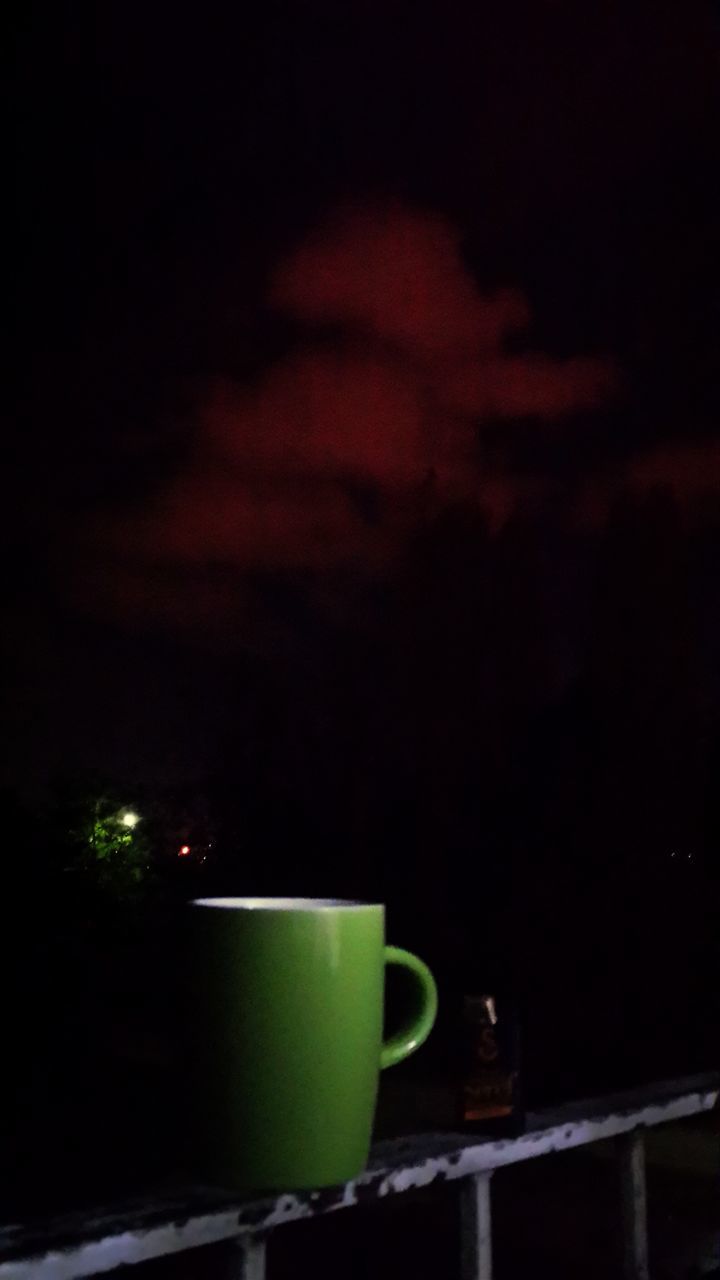 indoors, table, illuminated, chair, lighting equipment, no people, absence, empty, night, still life, electric lamp, home interior, close-up, dark, sky, potted plant, green color, wall - building feature, copy space, light - natural phenomenon