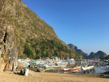 Scenic view of beach against clear sky