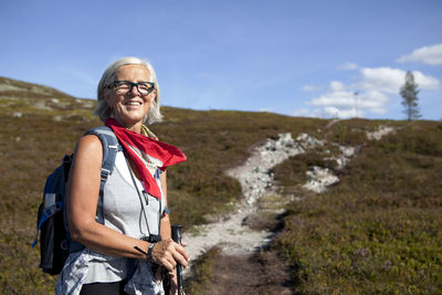 Senior woman hiking