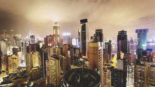 City lit up at night