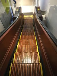 High angle view of escalator