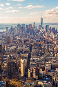 High angle view of buildings in city