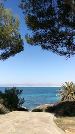 Scenic view of sea against clear sky