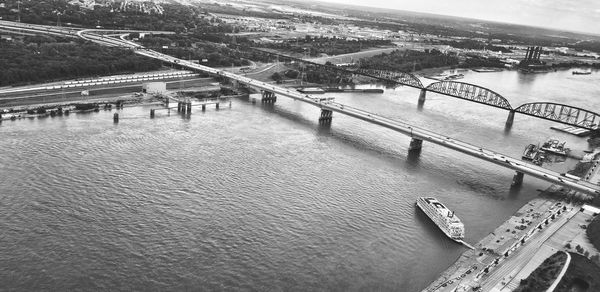 High angle view of bridge over river