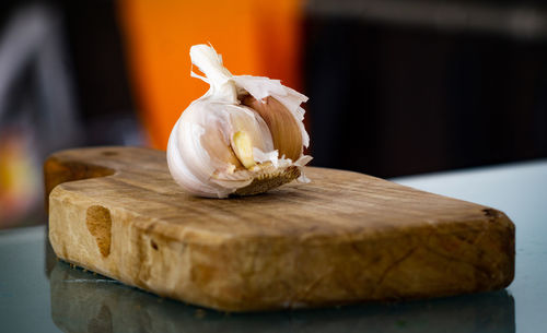 Close-up of apple on cutting board