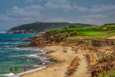 Scenic view of beach against sky