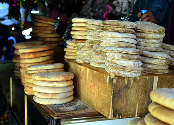 Close-up of stack for sale at market stall