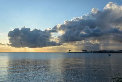 Scenic view of sea against sky at sunset