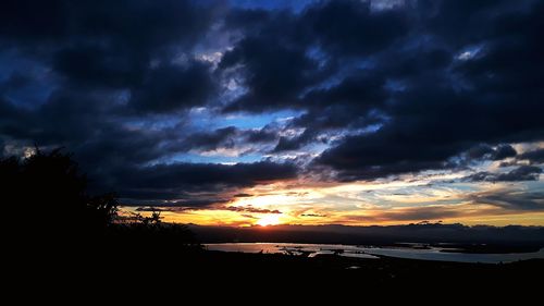 Scenic view of dramatic sky during sunset