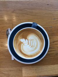 High angle view of coffee on table