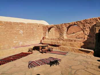 Low angle view of rock formations