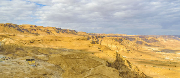 Scenic view of landscape against cloudy sky