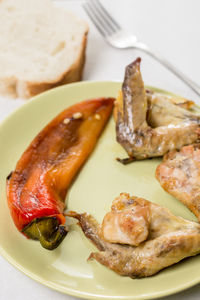 Close-up of food served in plate