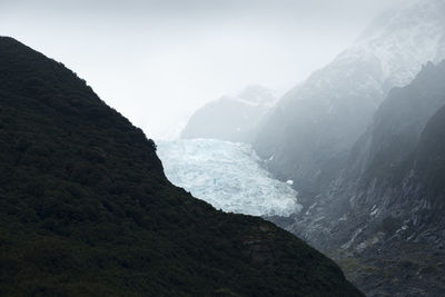 Scenic view of mountains against sky during winter