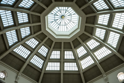 Low angle view of skylight in building