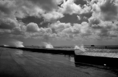 Scenic view of sea against cloudy sky