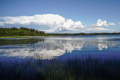 Scenic view of lake against sky