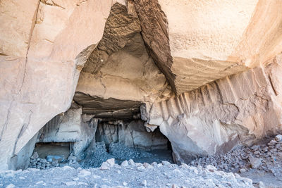 View of icicles on rock