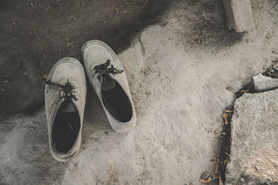 High angle view of sunglasses on ground