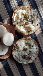 High angle view of food on table