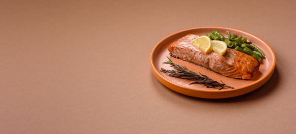 Close-up of food in plate on table