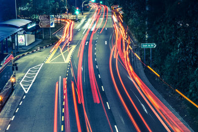 Light trails on city street