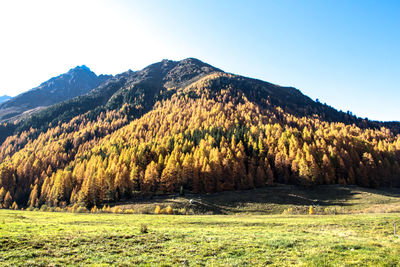 Scenic view of mountains against clear sky