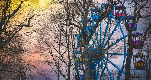 Low angle view of bare trees against sky
