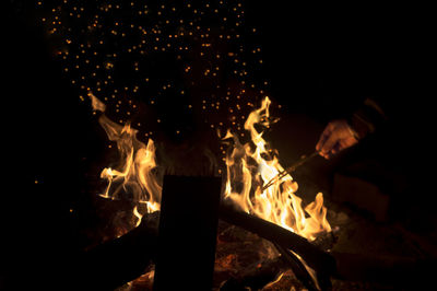 Close-up of bonfire at night