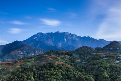 Scenic view of mountains against sky