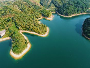 High angle view of bay