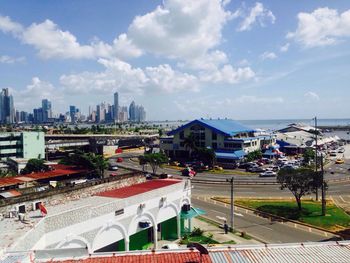 High angle view of city