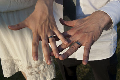 Close-up of couple hands