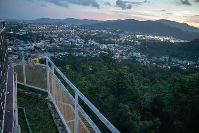 High angle view of townscape against sky