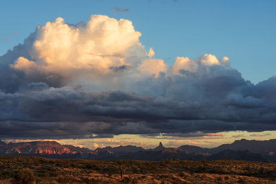 Scenic view of landscape against sky during sunset