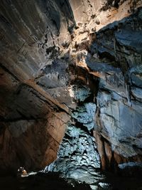 Low angle view of rock formation in cave