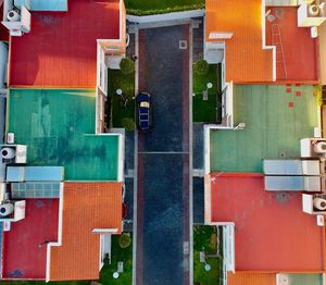 Full frame shot of multi colored residential building