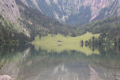 Scenic view of lake and mountains